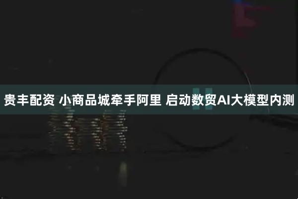 贵丰配资 小商品城牵手阿里 启动数贸AI大模型内测